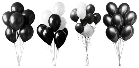 PNG Elegant black and white balloons, transparent background © Rawpixel.com