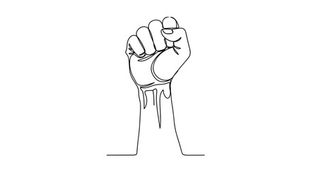 Obraz premium Hand clenched in fist symbolizing strength and resistance on transparent background 
