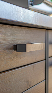Grill on kitchen counter, stainless steel and knobs