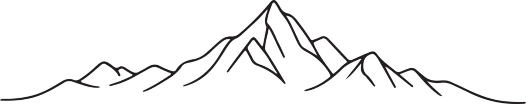 Mount Everest Himalaya minimal one line art illustration of world highest peak for adventure travel and landscape concept