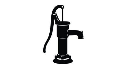 Vintage water pump depicted in a striking black silhouette © Abir