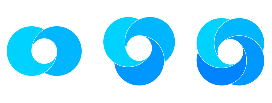 Set of Blue Circular Venn Diagram Shapes 
