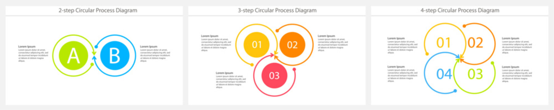 Colorful Circular Process Diagrams With Multiple Steps