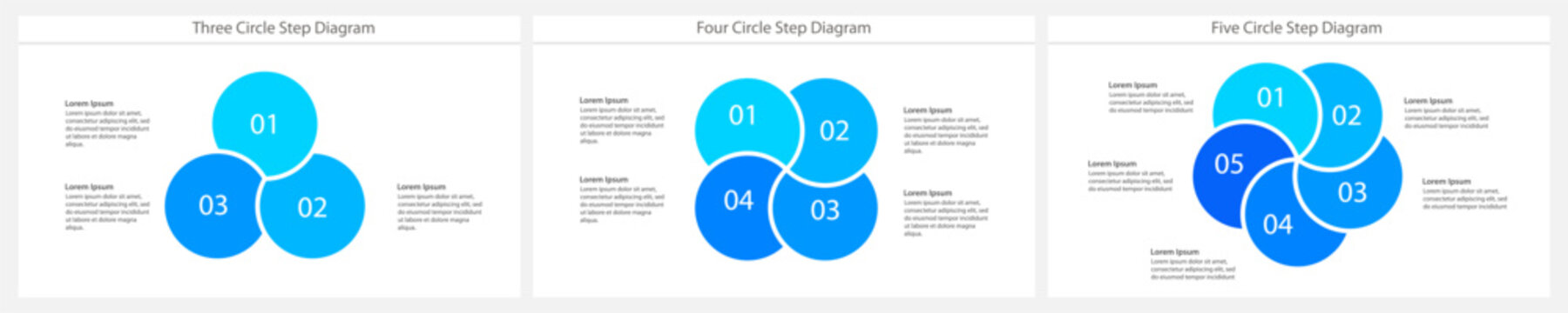Circle Step Process Diagram Templates with Text Placeholders