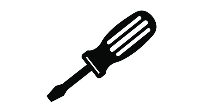 A black flathead screwdriver depicted in a stark clean silhouette