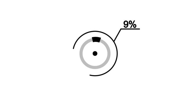 loading icon animation 9% circle. 9 percent circle round do nut chart info graphic .Info graphic Element with Alpha Channel 4k video royalty free graphic animation