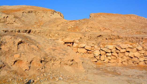 Dwelling foundations unearthed at Tell es-Sultan in Jericho. Archaeologists have unearthed the remains of more than 20 successive settlements in Jericho
