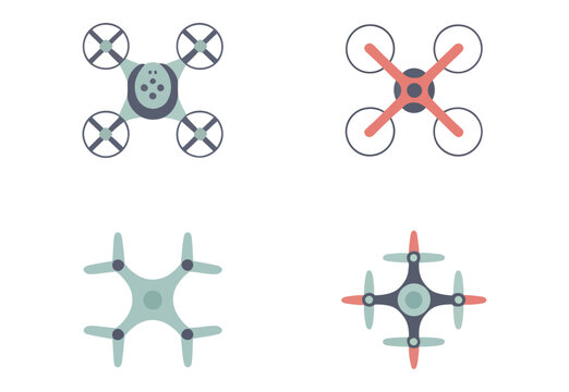 Comparison of quadcopters and hexacopters with different propellers and designs Vector, illustration
