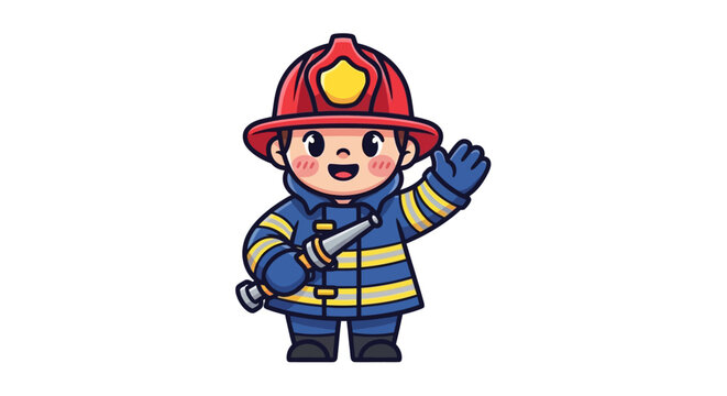 Little fireman in uniform smiling.