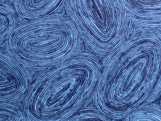 Fototapeta premium Abstract blue ink hand drawn circular pattern background with organic oval shapes and lines 