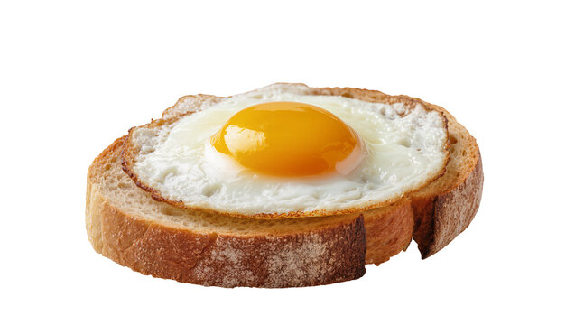 Sunny side up fried egg on toasted bread, isolated on transparent background