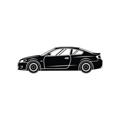Fototapeta premium Sleek Black Modern Sports Coupe Car Silhouette Isolated on White Background for Automotive Branding and Design Projects