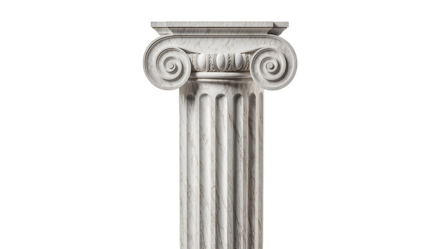 Gray Ionic column, isolated on transparent background for architectural use