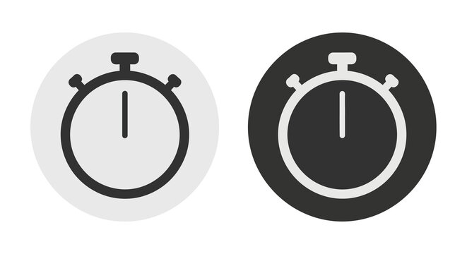 Minimalist black and white stopwatch icons set for time management design
