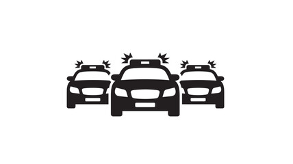 Three black police cars with flashing lights, representing law enforcement and pursuit concepts. featuring car, vehicle, siren with chase and © Olise
