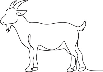 Fototapeta premium Minimalist goat line drawing farm animal illustration rustic agriculture livestock concept