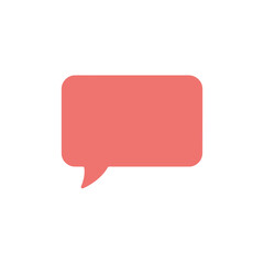Fototapeta premium A simple flat design of a red speech bubble isolated on a stark white background