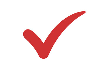 A vibrant red checkmark illustration signifies completion approval or a positive confirmation high quality professional detailed © MDMINTU