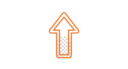 Fototapeta premium Orange upward arrow icon with chequered pattern inside isolated on white background