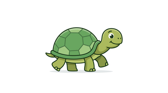 Green Turtle Walking on Land Slowly.