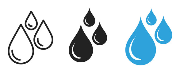 Water drop vector icon set, raindrop signs, simple oil tear and water droplet symbols, different colored water drops collection, flat and minimal isolated vector design. © MD REZAUL