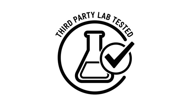 Third party lab tested seal beaker checkmark and circular design