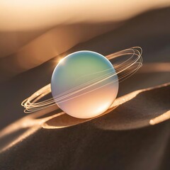 Obraz premium Saturn planet with rings in space at sunset with warm lighting effects