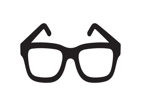 A minimalist illustration of cat ears formed from black glasses on a white background
