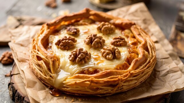 A dish of French cuisine. Classic Pithivier pie.