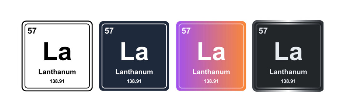 Lanthanum La 57 Periodic Table Element Tile. Vector Illustration, Minimalist Design, Isolated on Background, UI Icon Style, Modern Chemistry Graphics.