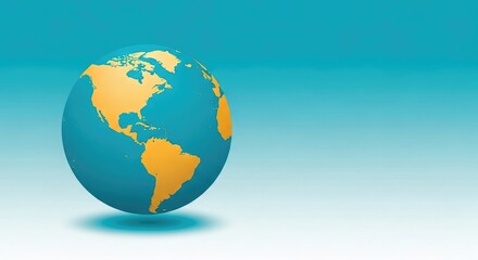 Fototapeta premium A 3d illustration of the earth with a blue and yellow color scheme