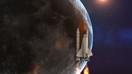 The space shuttle and the moon © jitendra jadhav