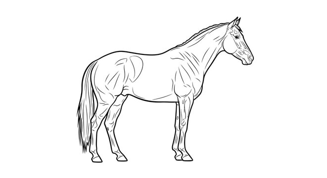 Elegant horse silhouette in detailed linear design