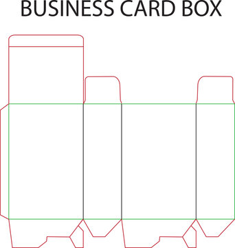 Business Card Box Dieline Template with Cut Lines and Fold Lines Vector Illustration for Packaging Design