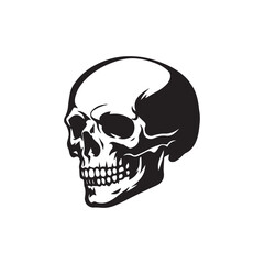 Obraz premium Minimalist Black and White Skull Vector Illustration for Dark Themes and Horror Designs