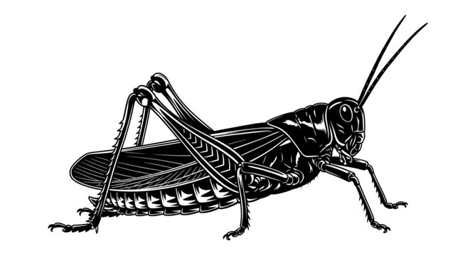 Green grasshopper and locust insect isolated on white background close-up with antenna and legs detailed wildlife nature macro bug creature