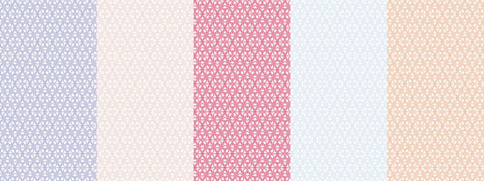 Geometric Triangle Pattern Set with Interlocking CirclesGeometric Triangle Pattern Set with Interlocking Circles
