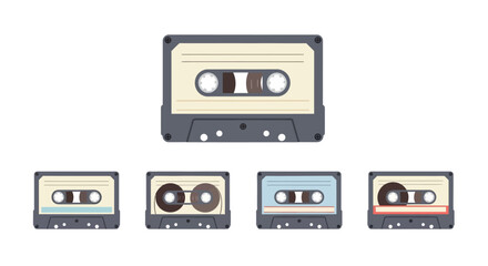 Obraz premium Retro audio cassettes in flat design with vintage color variations