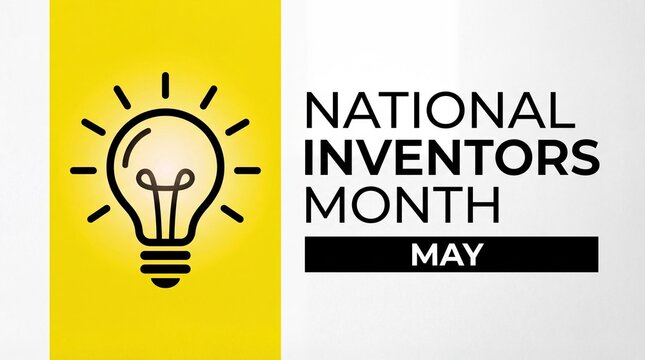 National inventors month may graphic with lightbulb icon