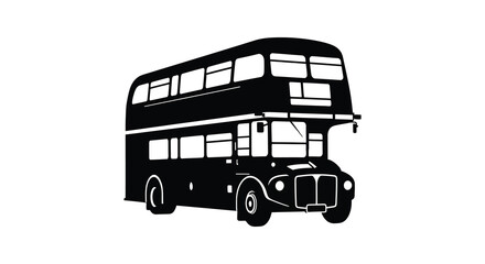 A striking black silhouette of a classic double decker bus emblematic of london transport stands prominently displayed as a silhouette high quality © rabbivay