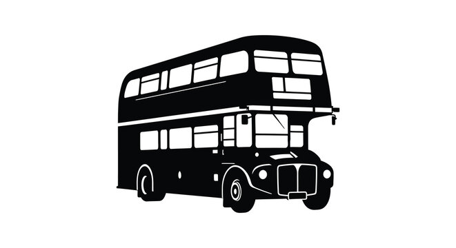 A striking black silhouette of a classic double decker bus emblematic of london transport stands prominently displayed as a silhouette high quality