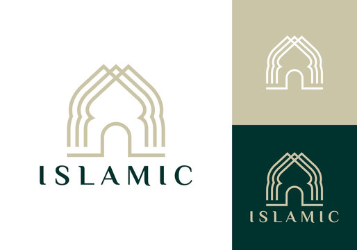 abstract mosque culture and religion logo design concept