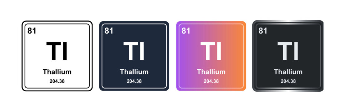 Thallium Tl 81 Periodic Table Element Tile. Vector Illustration, Minimalist Design, Isolated on Background, UI Icon Style, Modern Chemistry Graphics.