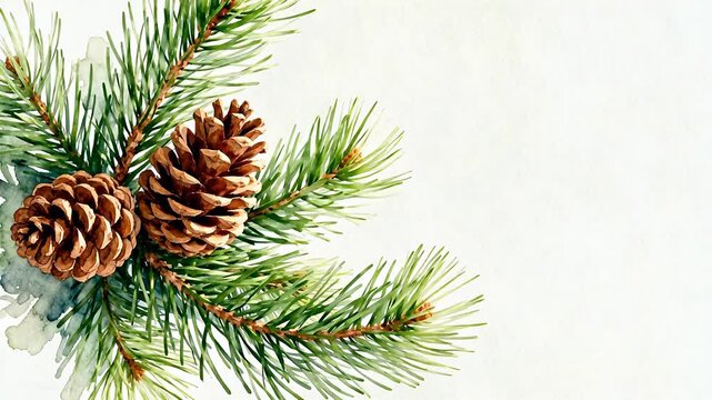 Pine branch with cones
