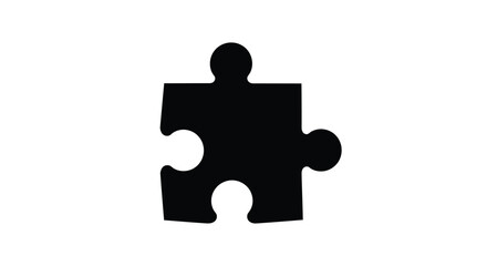 A single black puzzle piece stands out against a white background silhouette © Mdarif