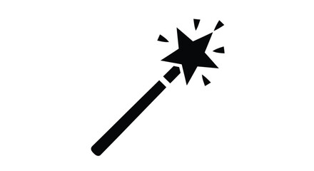 A simple black star wand with sparkling effects a striking silhouette © Mdarif