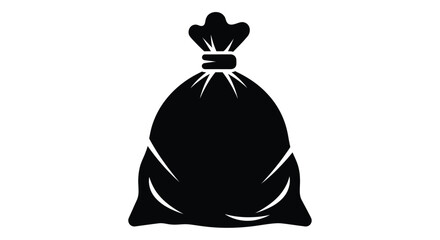 Fototapeta premium A simple black silhouette of a tied bag full and rounded silhouette