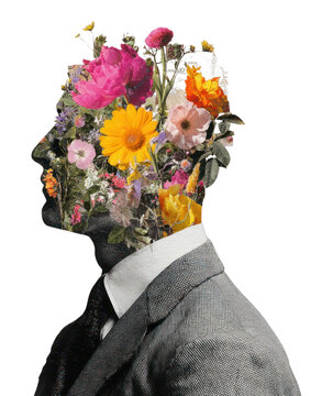 PNG Floral head silhouette art