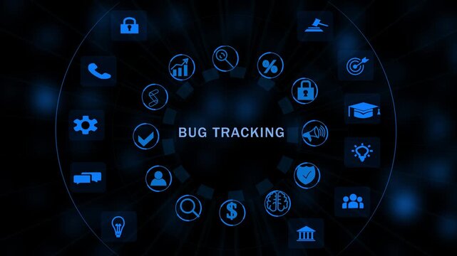 Futuristic Bug Tracking Dashboard Interface Technology, Internet and network concept, Tech Performance Panel , Digital Data Analytic HUD graph background animation video