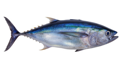 Obraz premium Vibrant blue and silver fresh whole tuna fish, isolated on transparent background